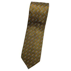 YVES SAINT LAURENT Men's 100% Silk Necktie LUXURY Brown Geometric W:3.7" EUC